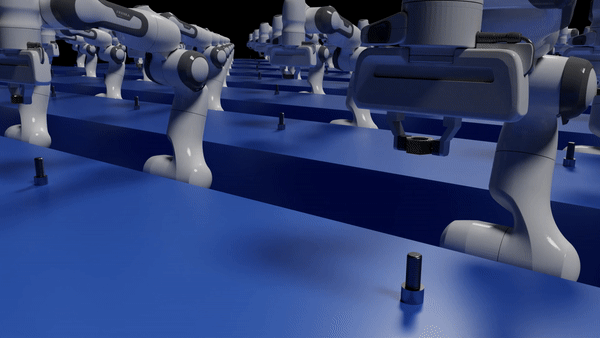 Factory-style nut-and-bolt assembly in Isaac Gym