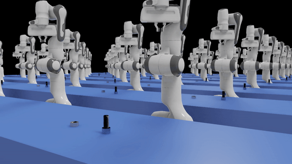 Factory-style nut-and-bolt assembly in Isaac Gym